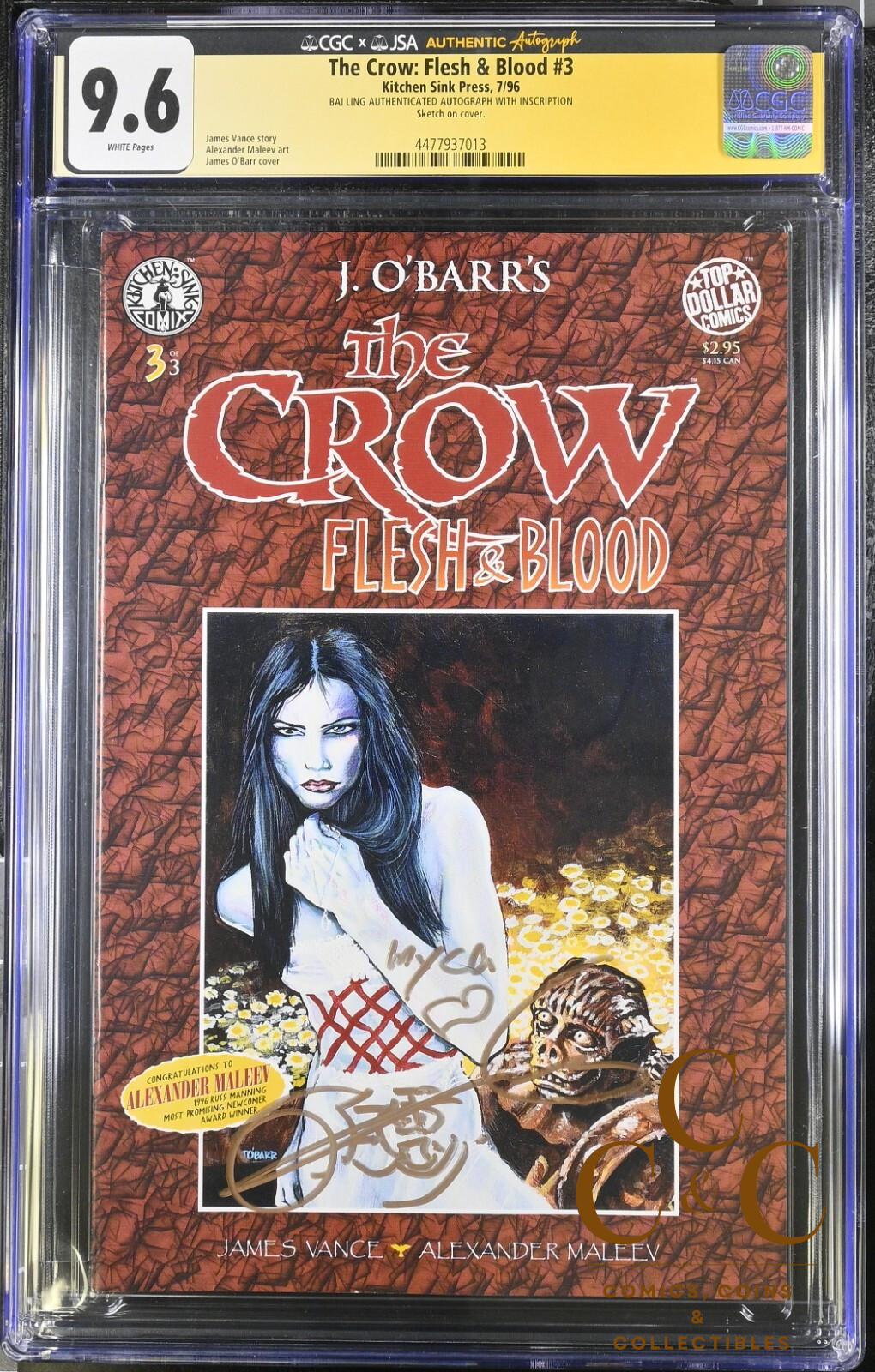 Kitchen Sink Press1997 - The Crow: Flesh & Blood - CGC 9.6 SS signed by Bay Ling