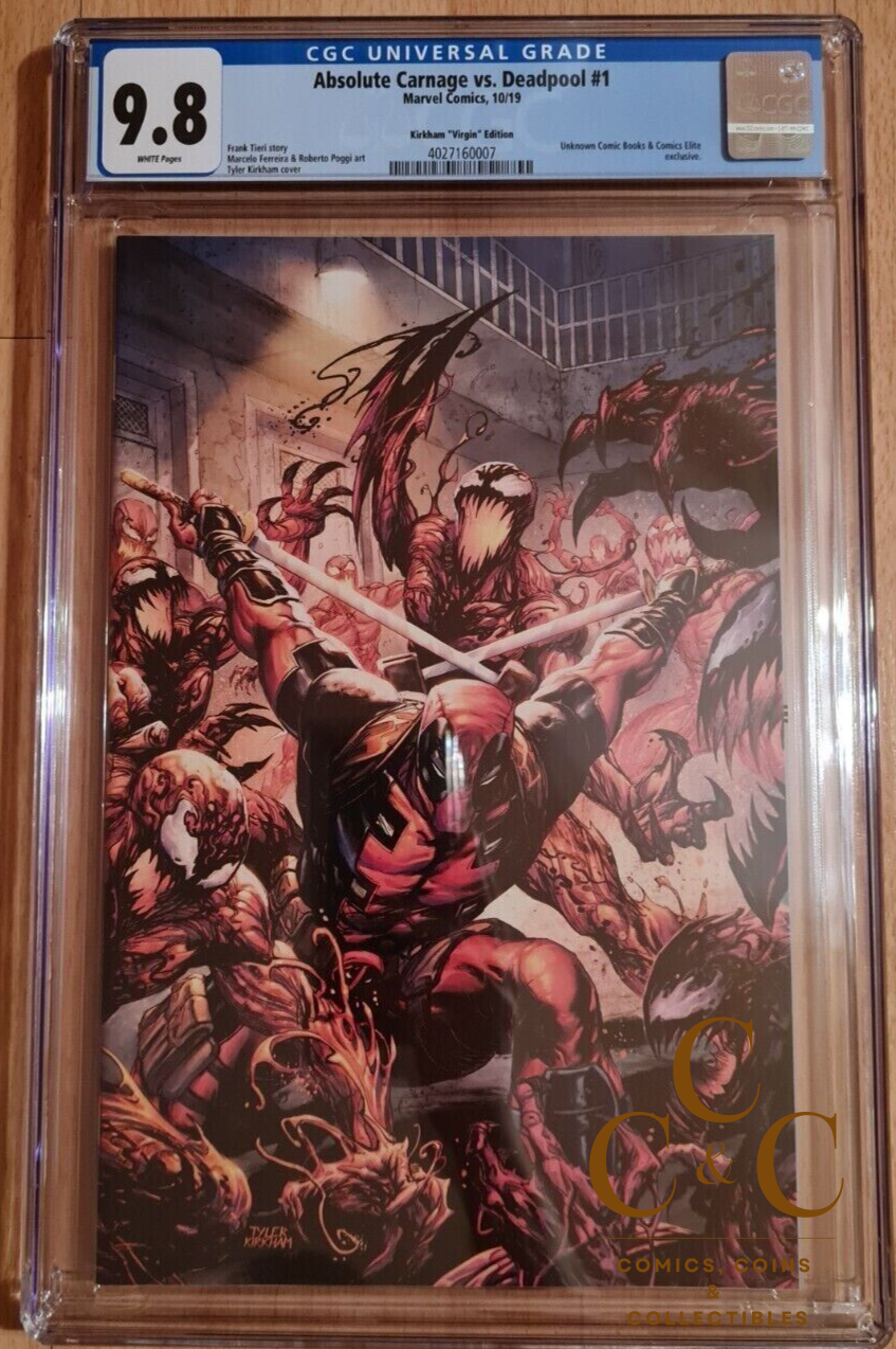 ABSOLUTE CARNAGE VS DEADPOOL #1 TYLER KIRKHAM VIRGIN EXCLUSIVE - CGC 9.8