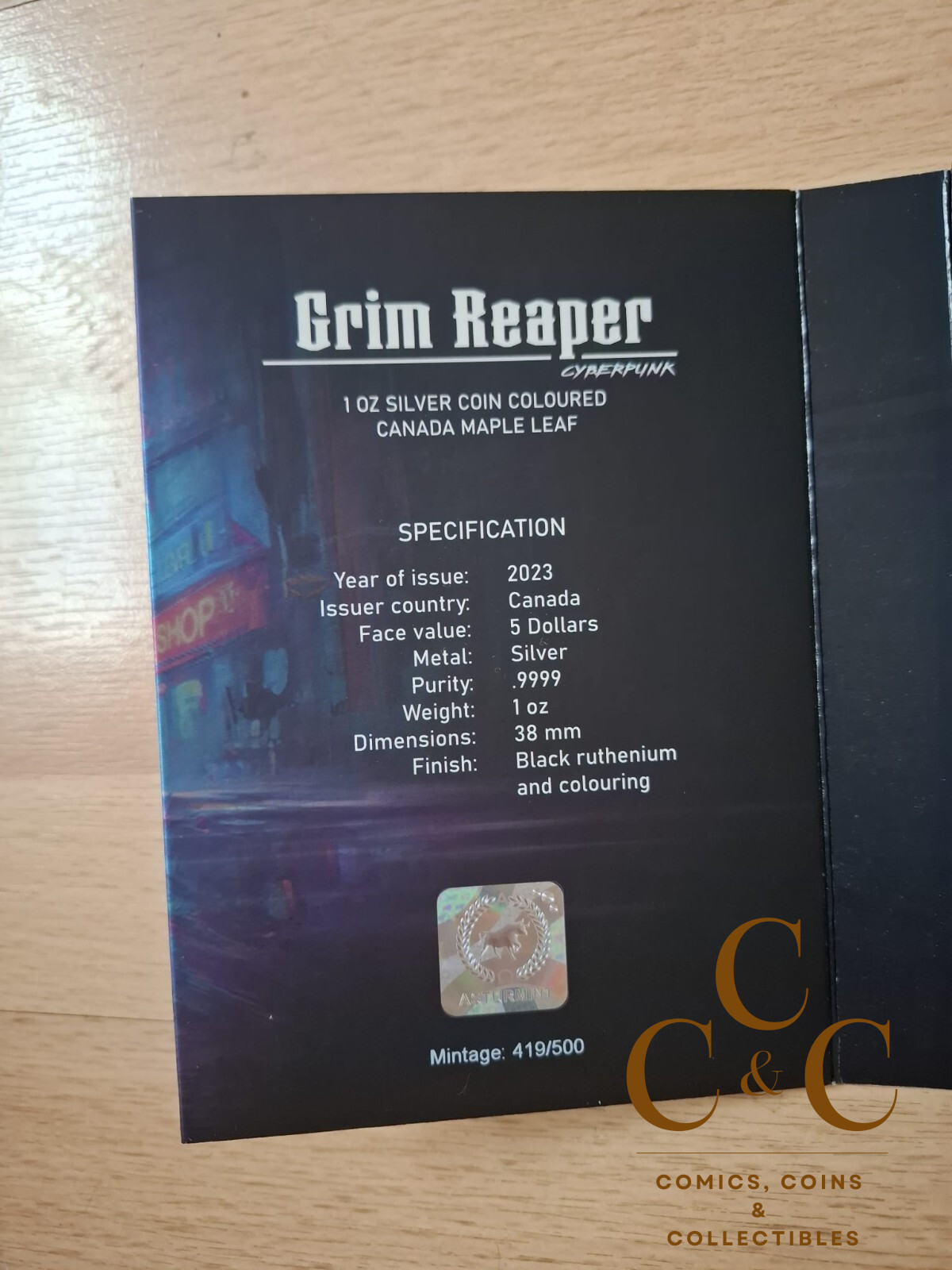 5 Dollar Canada 2023 BU - 1 OZ Grim Reaper Cyberpunk 2023 - Image 4