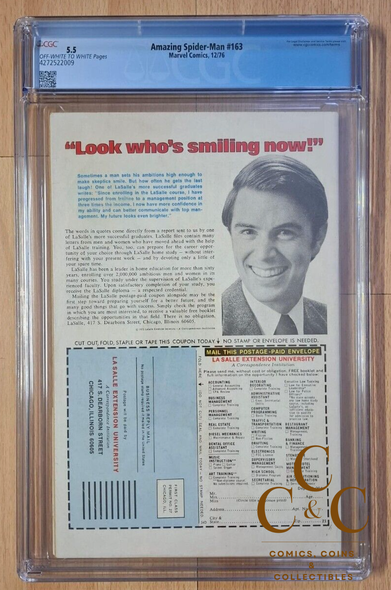 Amazing Spider-Man # 163 - Cgc 5.5 - Marvel 1976 - Kingpin - Image 2
