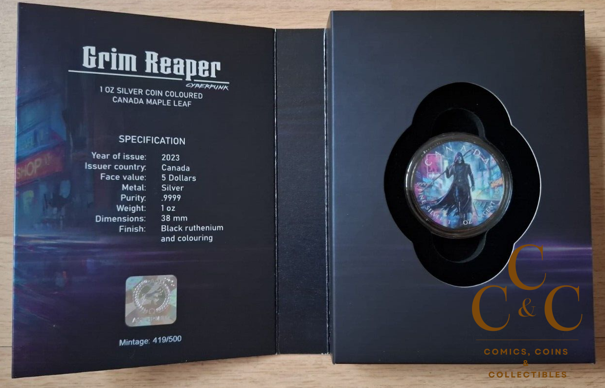 5 Dollar Canada 2023 BU - 1 OZ Grim Reaper Cyberpunk 2023 - Image 3