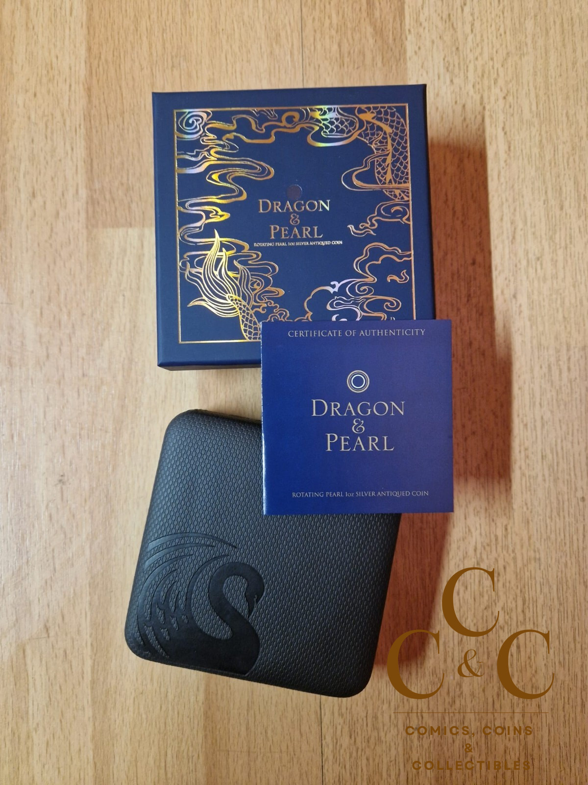 Perth Mint 2017 -Dragon & Pearl - Rotating Pearl - 1oz Silver Antiqued Coin - Image 2