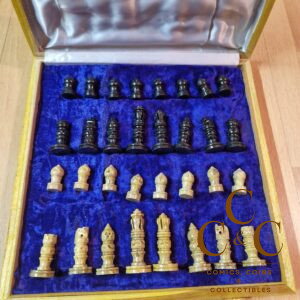 Marmor Schachspiel 35,6x35,6 cm Handarbeit Set Ebenholz Chess Set and Figurines