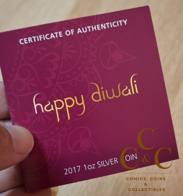 2017 Happy Diwali - 1oz 9999 Silver Coloured Medallion In Display Box - Image 2