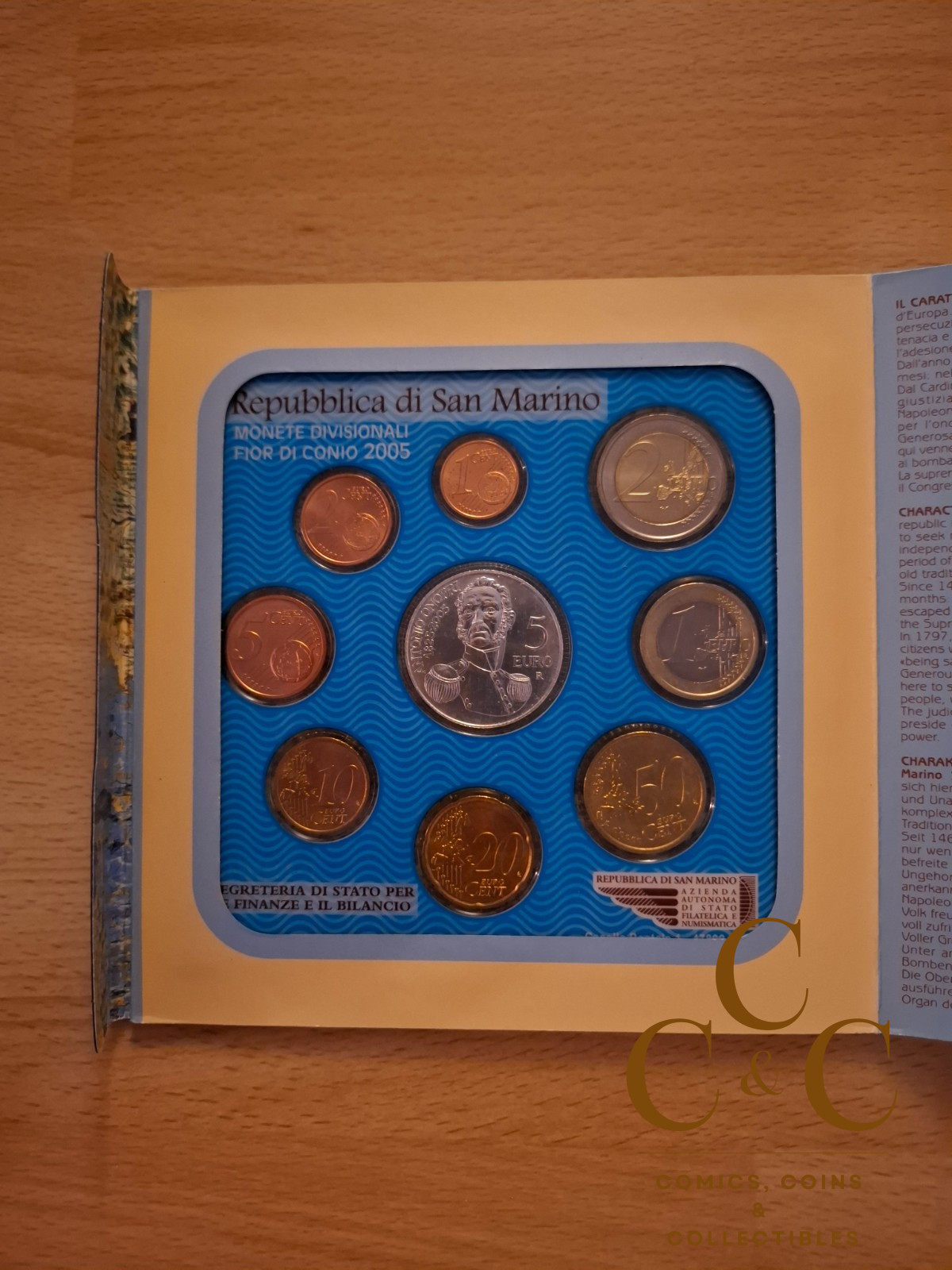 San Marino, Set 2cts, 20 cts, 2 Euro, Coin card, 2005, Rome - Image 6