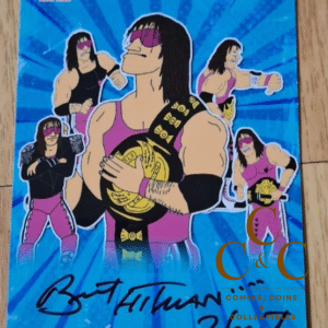 Bret Hitman Hart - certified signature limited Topps Trading Card - Art by Bret