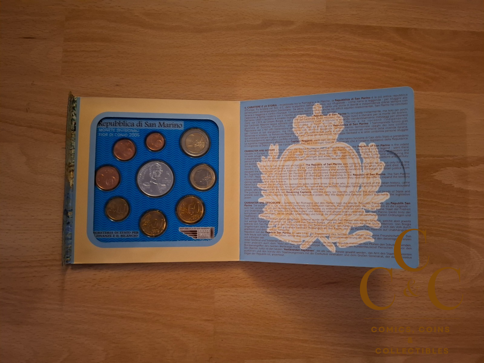 San Marino, Set 2cts, 20 cts, 2 Euro, Coin card, 2005, Rome - Image 5