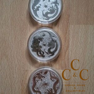 3x 1 Oz Silver Perth Mint - Dragon & Phoenix 2017 -2019 Myths & Legends