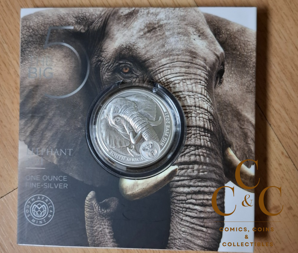 Silbermünze 1 Oz ST Südafrika - Big Five II. Elefant (1.) 2021 - im Blister