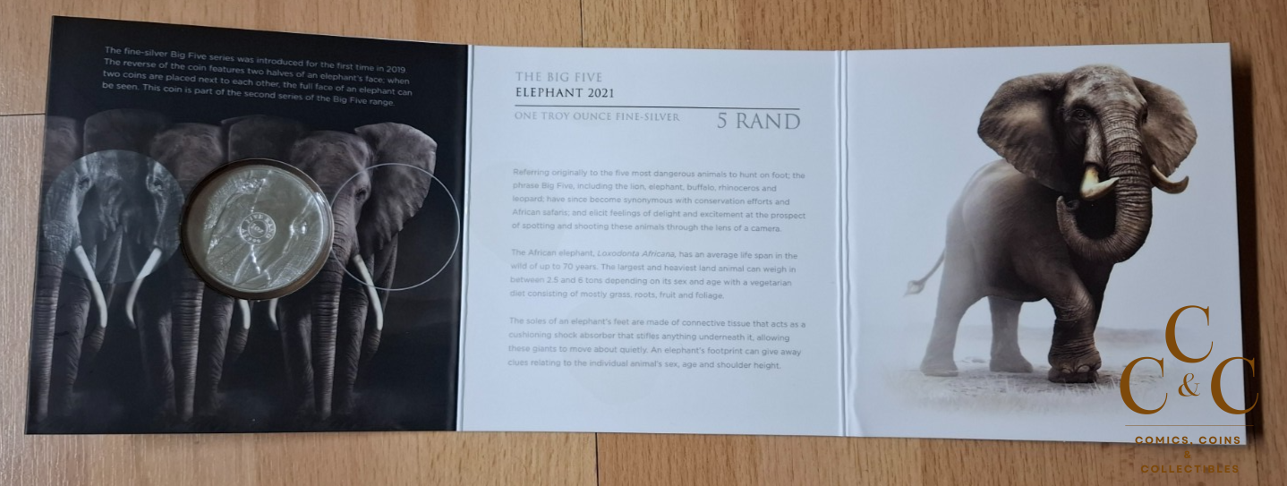 Silbermünze 1 Oz ST Südafrika - Big Five II. Elefant (1.) 2021 - im Blister - Image 3