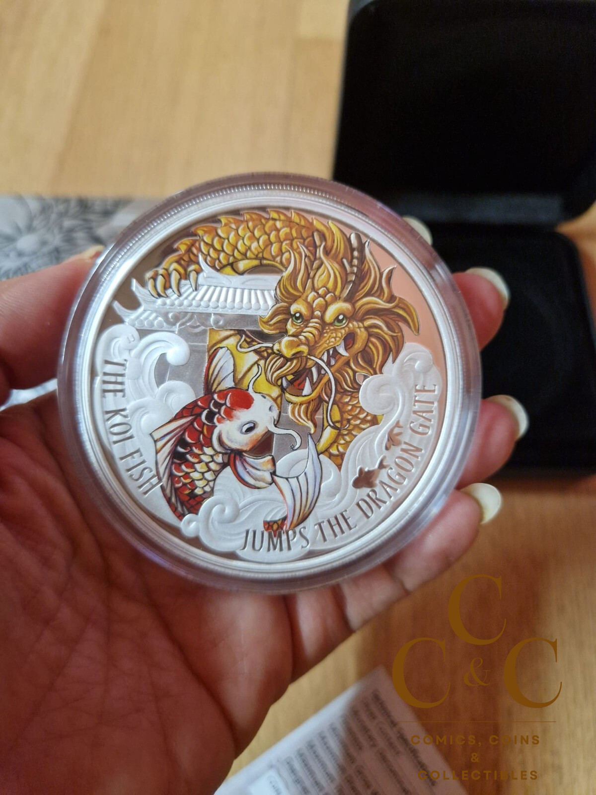 5 oz Coloured Silver Proof Coin - 2016 The Koi Jumps the Dragon Gate - Image 7