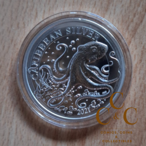 1 Oz Silver 2021 -  Barbados Octopus
