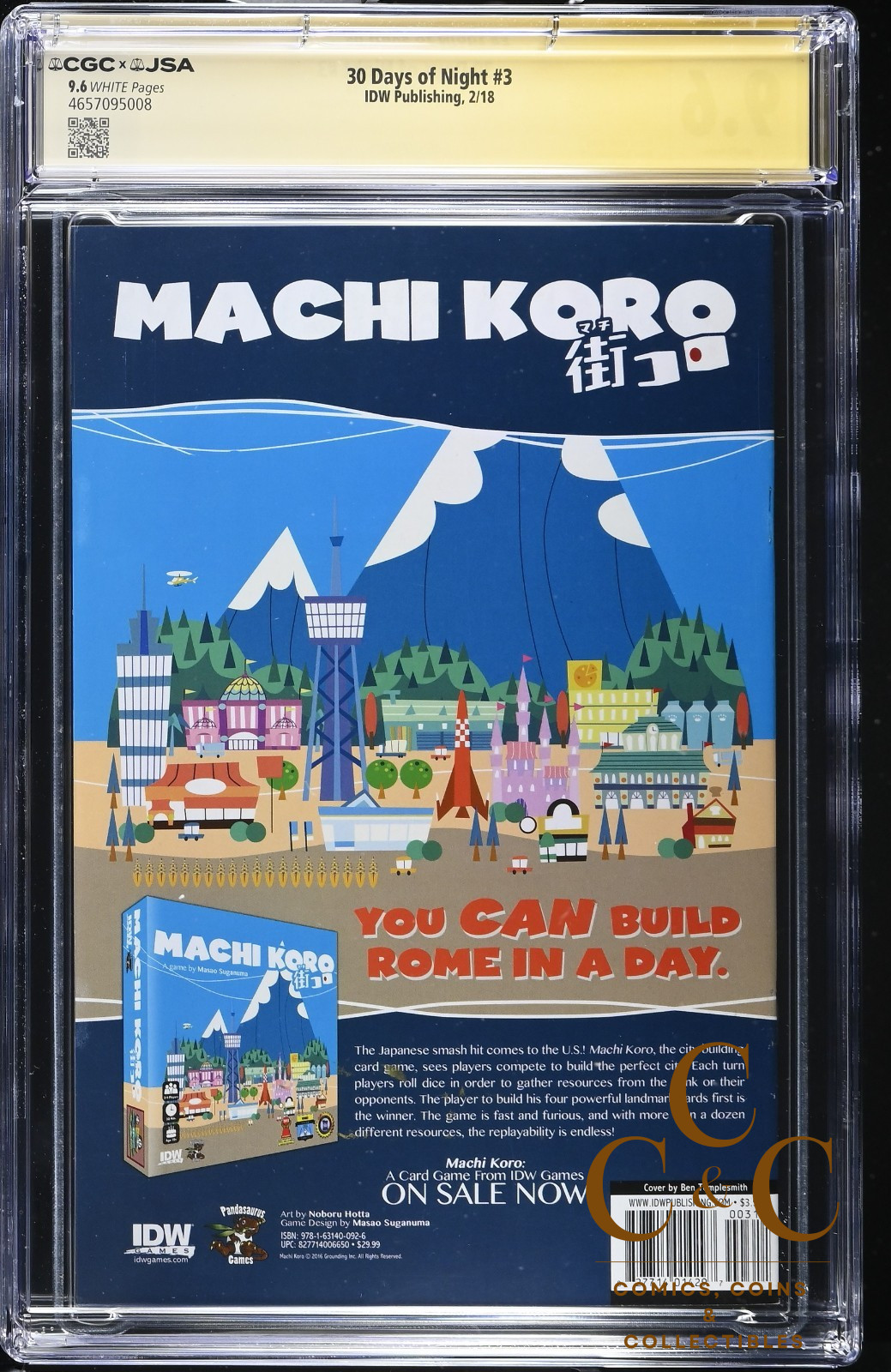 30 DAYS OF NIGHT #3 2018- IDW PUBLISHING - CGC 9.6 Autograph by Danny Huston - Image 2