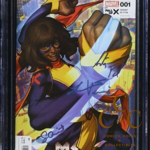 Ms. Marvel #1 2023 Artgerm CGC 9.8 SS Signed by SANA AMANAT, PIRZADA & VELLANI