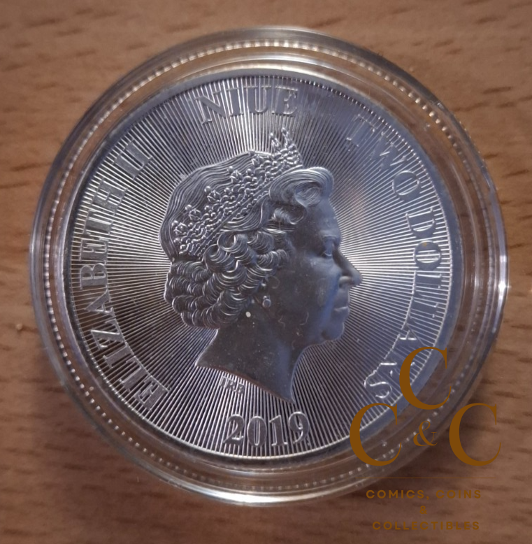 2019 NIUE Island - Roaring Lion - 1oz .9999 Fine Silver Coin Uncirculated - Image 2