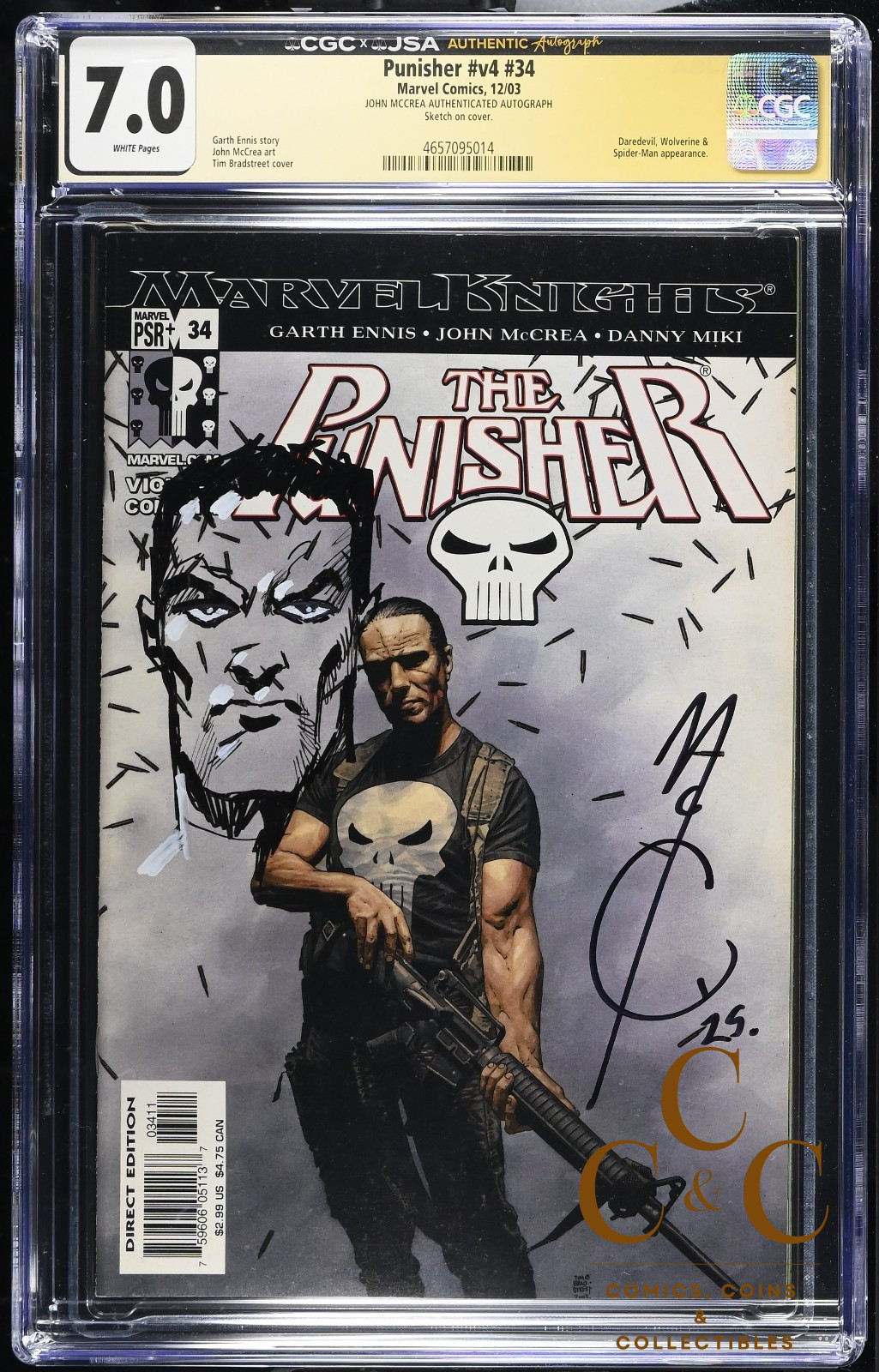 Marvel 2003 - Punisher v4 #34 - John MccRae Sketch & Autograph - CGC 7.0