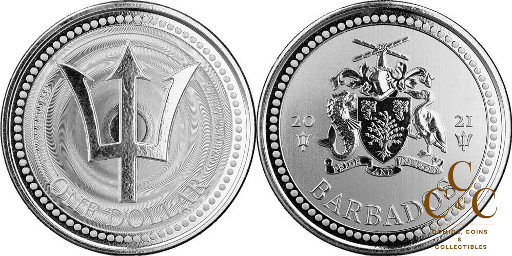 1 Oz Silver - Trident - 2021 Barbados