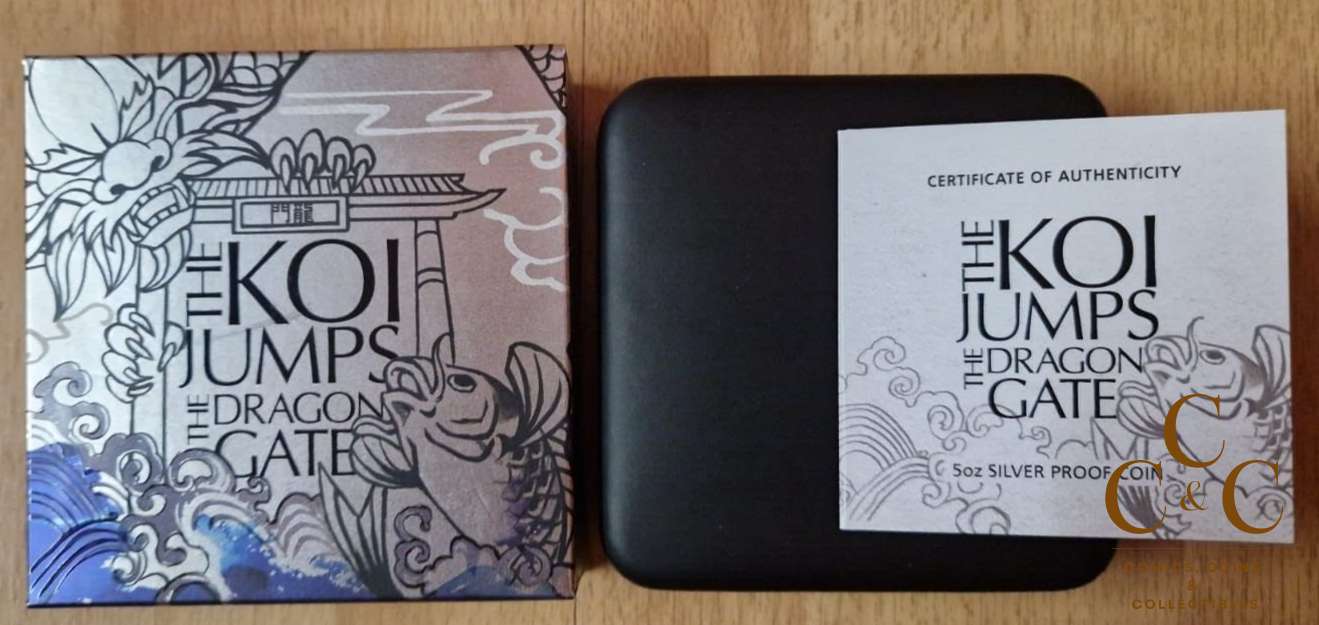 5 oz Coloured Silver Proof Coin - 2016 The Koi Jumps the Dragon Gate